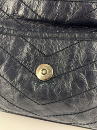 Niki Medium Shoulder Bag Dark Navy Crinkled Leather