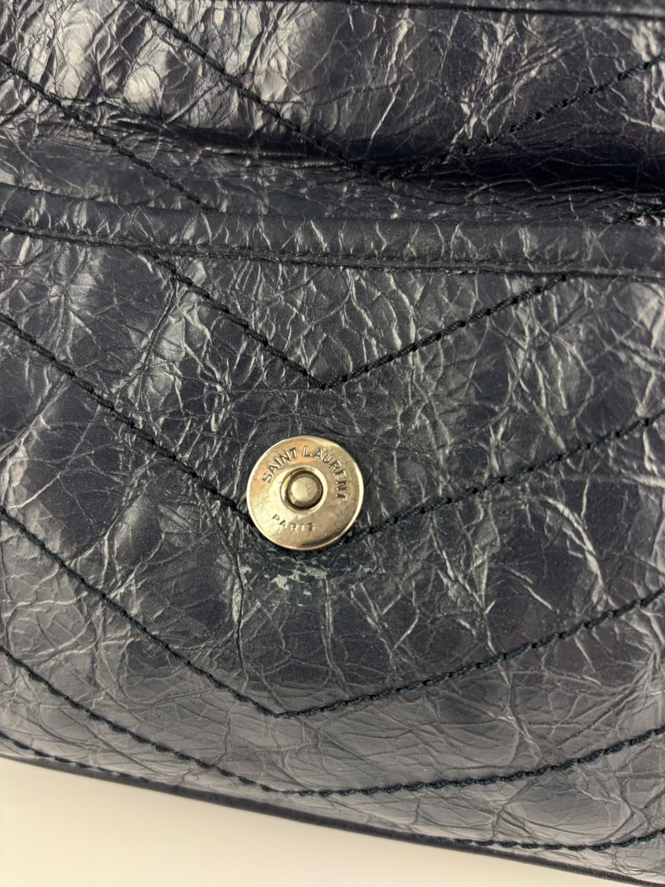 Niki Medium Shoulder Bag Dark Navy Crinkled Leather
