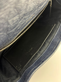 Niki Medium Shoulder Bag Dark Navy Crinkled Leather
