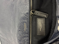 Niki Medium Shoulder Bag Dark Navy Crinkled Leather
