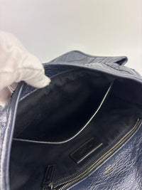 Niki Medium Shoulder Bag Dark Navy Crinkled Leather