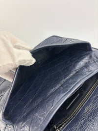 Niki Medium Shoulder Bag Dark Navy Crinkled Leather