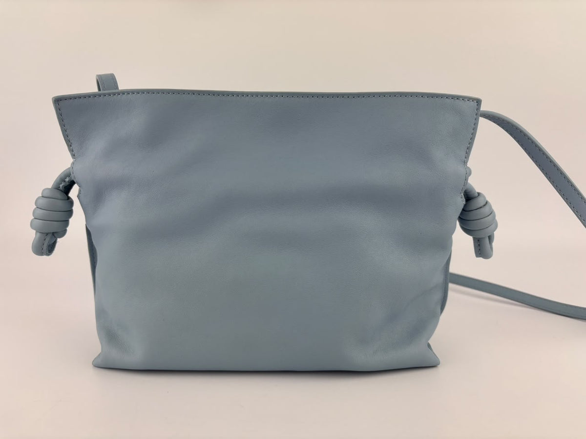 Mini Flamenco Knot Clutch Dusty Blue Calfskin