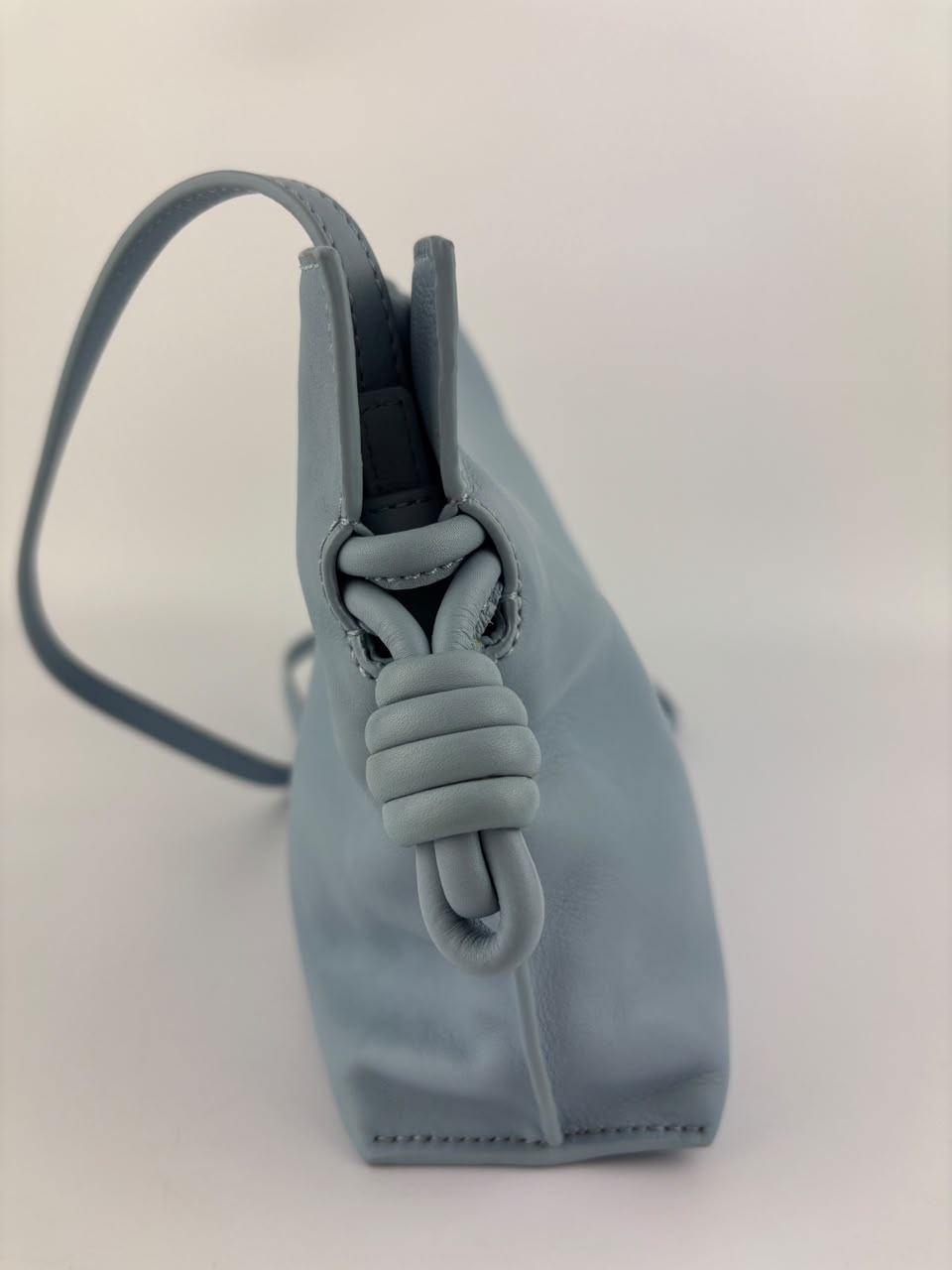 Mini Flamenco Knot Clutch Dusty Blue Calfskin