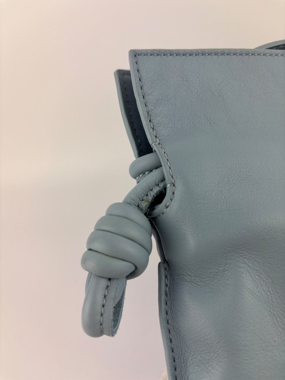 Mini Flamenco Knot Clutch Dusty Blue Calfskin