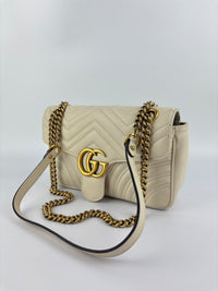 GG Marmont Small Matelassé Shoulder Bag White Quilted Leather