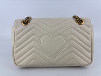 GG Marmont Small Matelassé Shoulder Bag White Quilted Leather