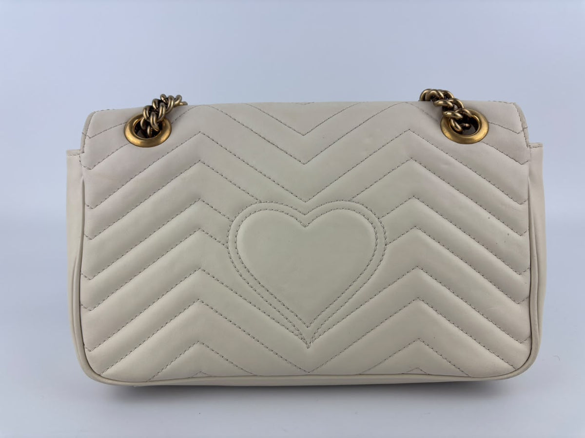 GG Marmont Small Matelassé Shoulder Bag White Quilted Leather