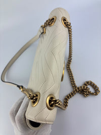 GG Marmont Small Matelassé Shoulder Bag White Quilted Leather