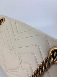 GG Marmont Small Matelassé Shoulder Bag White Quilted Leather