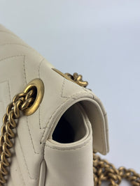 GG Marmont Small Matelassé Shoulder Bag White Quilted Leather