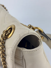 GG Marmont Small Matelassé Shoulder Bag White Quilted Leather
