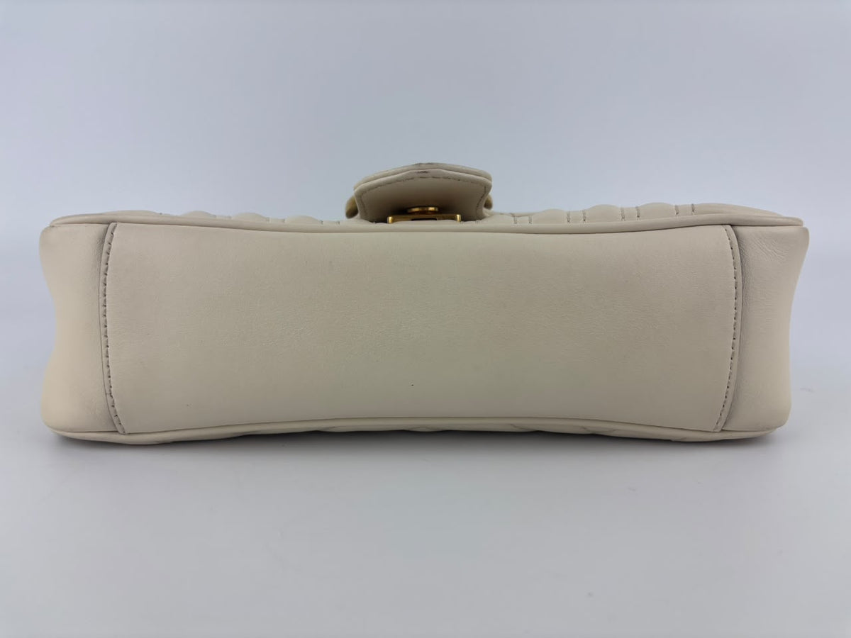 GG Marmont Small Matelassé Shoulder Bag White Quilted Leather