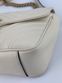 GG Marmont Small Matelassé Shoulder Bag White Quilted Leather