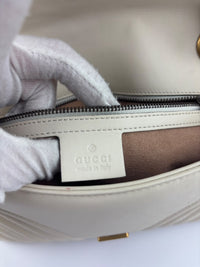GG Marmont Small Matelassé Shoulder Bag White Quilted Leather