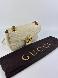 GG Marmont Small Matelassé Shoulder Bag White Quilted Leather
