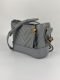 A91810 Small Gabrielle Hobo in Light Grey Quilted Calfskin