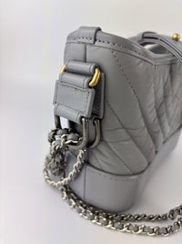 A91810 Small Gabrielle Hobo in Light Grey Quilted Calfskin