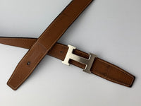H Buckle Belt 32mm Reversible in Gold Togo / Black Box Size 110