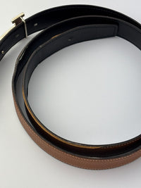 H Buckle Belt 32mm Reversible in Gold Togo / Black Box Size 110