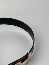 H Buckle Belt 32mm Reversible in Gold Togo / Black Box Size 110