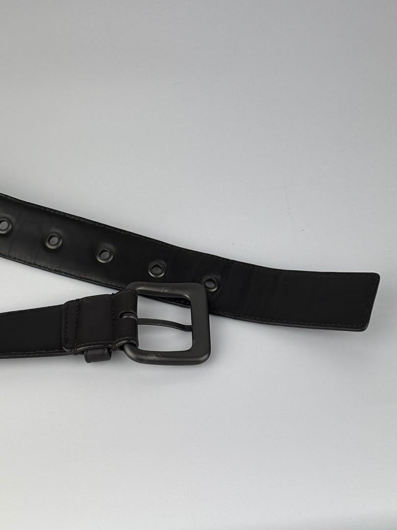 Intrecciato Leather Belt 32mm in Dark Brown Size 105cm