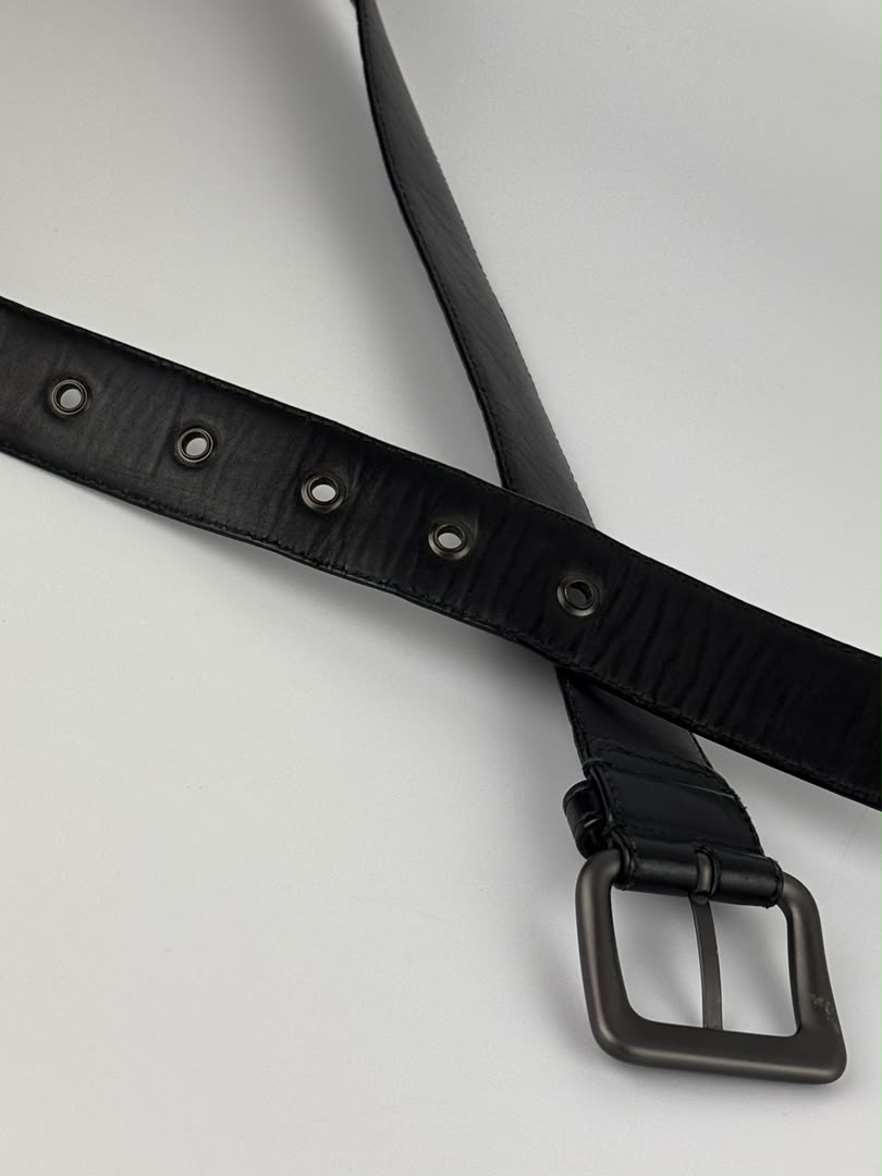 Intrecciato Leather Belt 32mm in Black Size 105cm