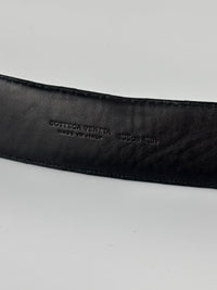 Intrecciato Leather Belt 32mm in Black Size 105cm
