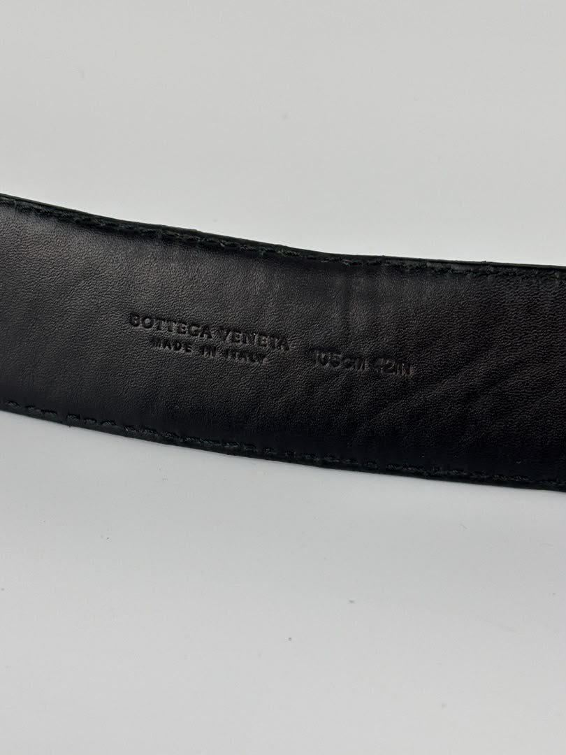 Intrecciato Leather Belt 32mm in Black Size 105cm