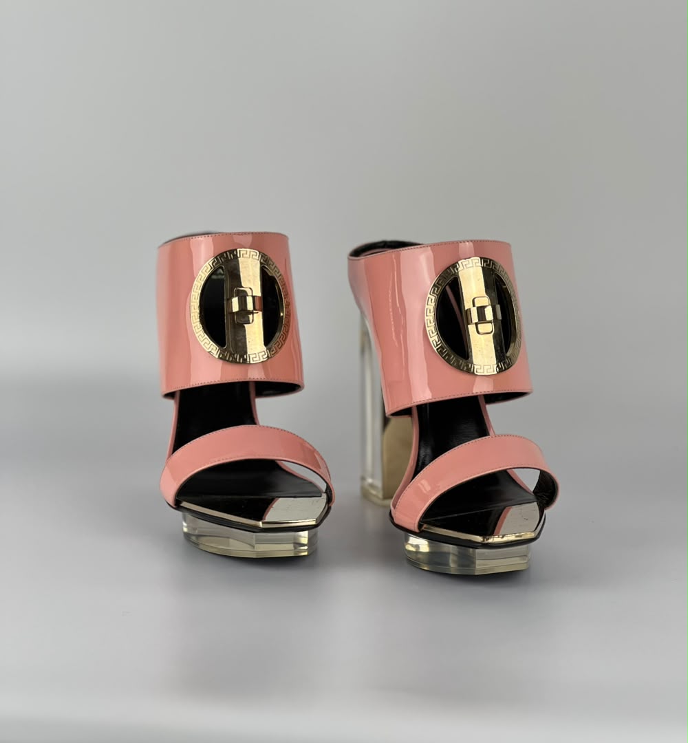 Pink Patent Leather Platform Mules Spring 2015 Size 39