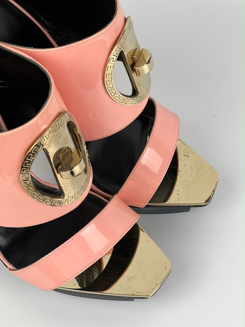 Pink Patent Leather Platform Mules Spring 2015 Size 39