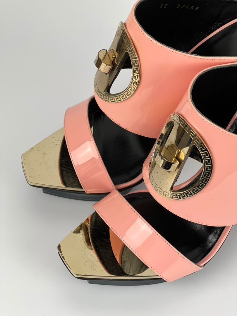 Pink Patent Leather Platform Mules Spring 2015 Size 39