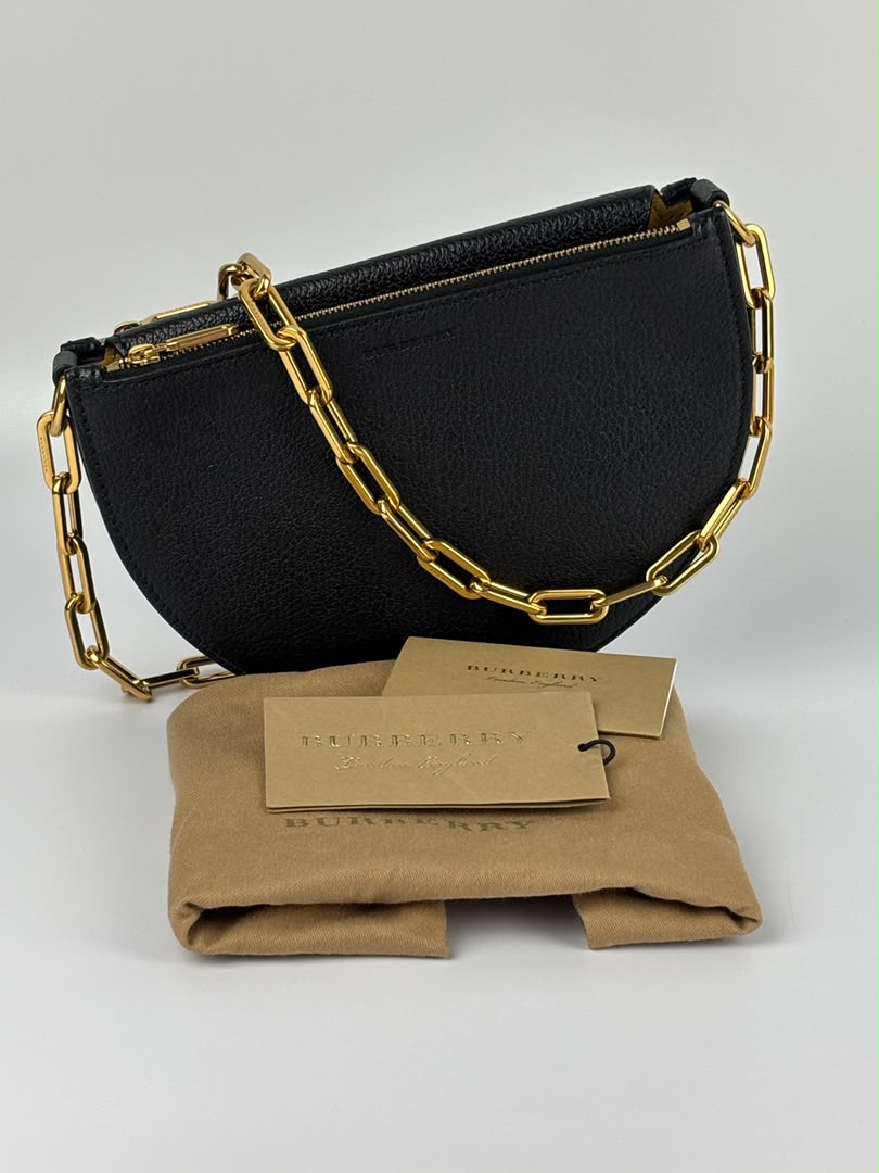 Black Leather Half-Moon Shoulder Bag