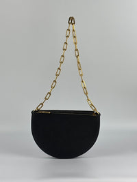 Black Leather Half-Moon Shoulder Bag