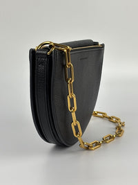 Black Leather Half-Moon Shoulder Bag