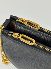 Black Leather Half-Moon Shoulder Bag