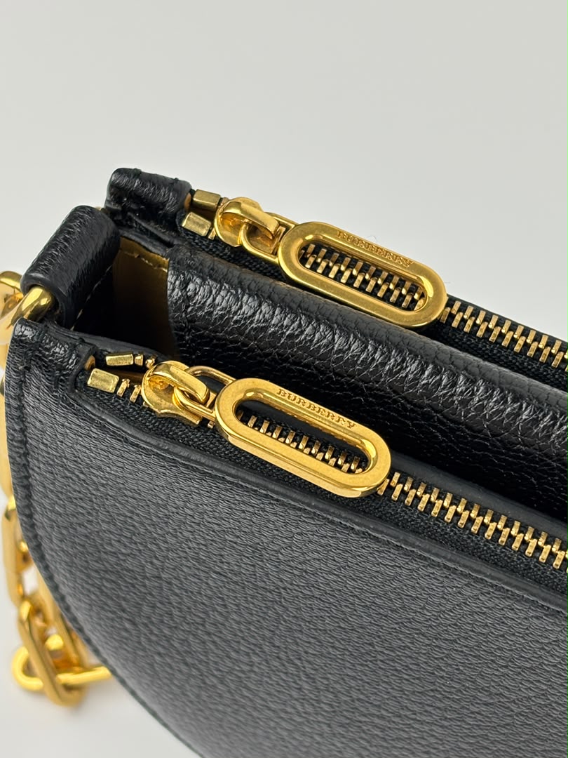 Black Leather Half-Moon Shoulder Bag