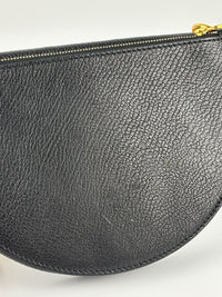 Black Leather Half-Moon Shoulder Bag