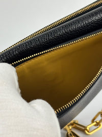 Black Leather Half-Moon Shoulder Bag