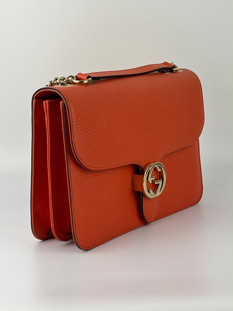 510303 Dollar Calfskin Interlocking G Orange Medium