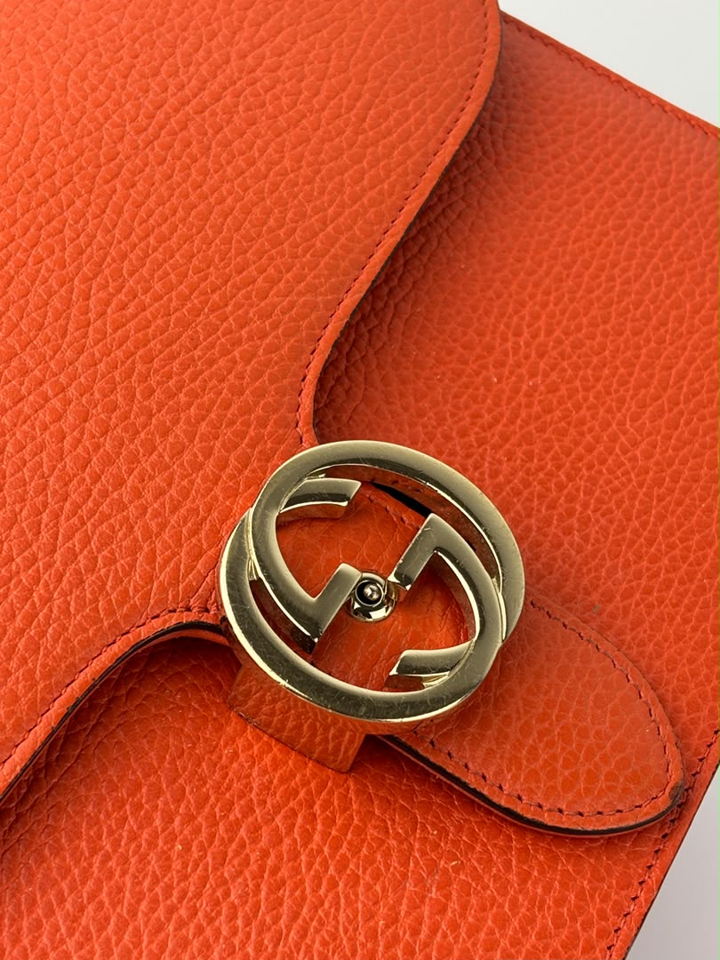 510303 Dollar Calfskin Interlocking G Orange Medium