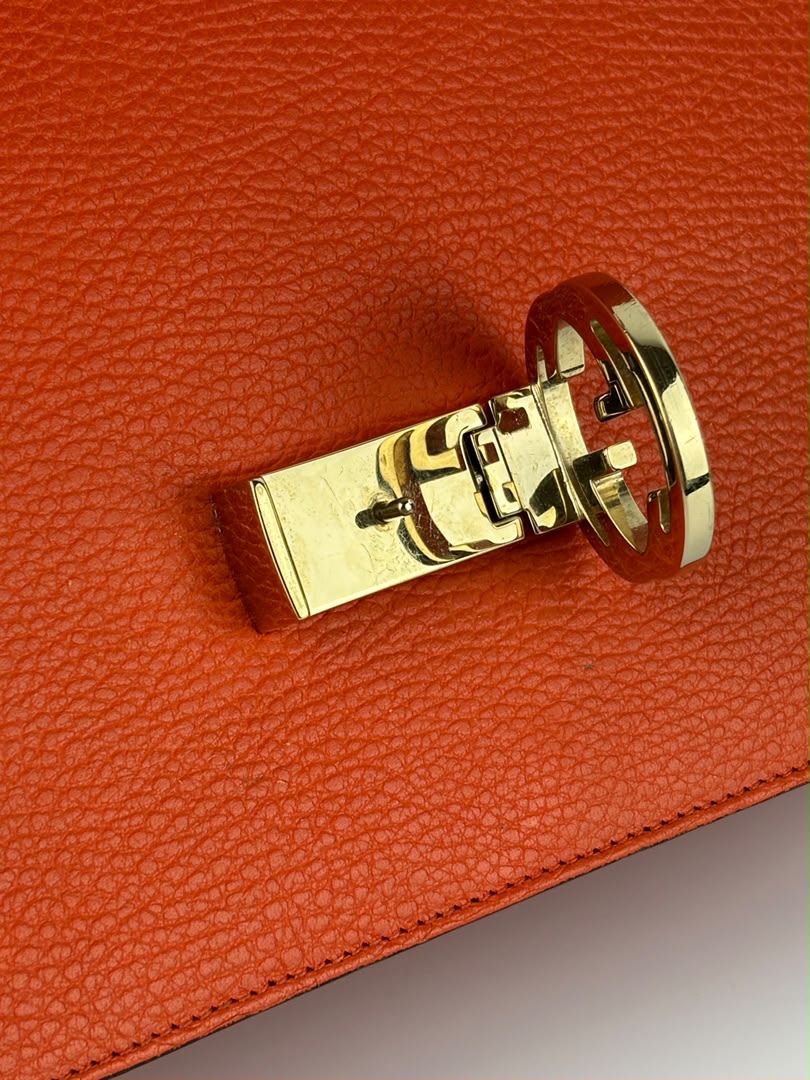 510303 Dollar Calfskin Interlocking G Orange Medium