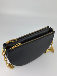 Black Leather Half-Moon Shoulder Bag