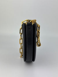 Black Leather Half-Moon Shoulder Bag
