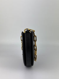 Black Leather Half-Moon Shoulder Bag