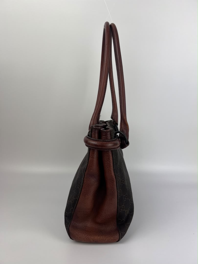 Chocolate GG Canvas Horsebit Shoulder Bag (Tom Ford Era)