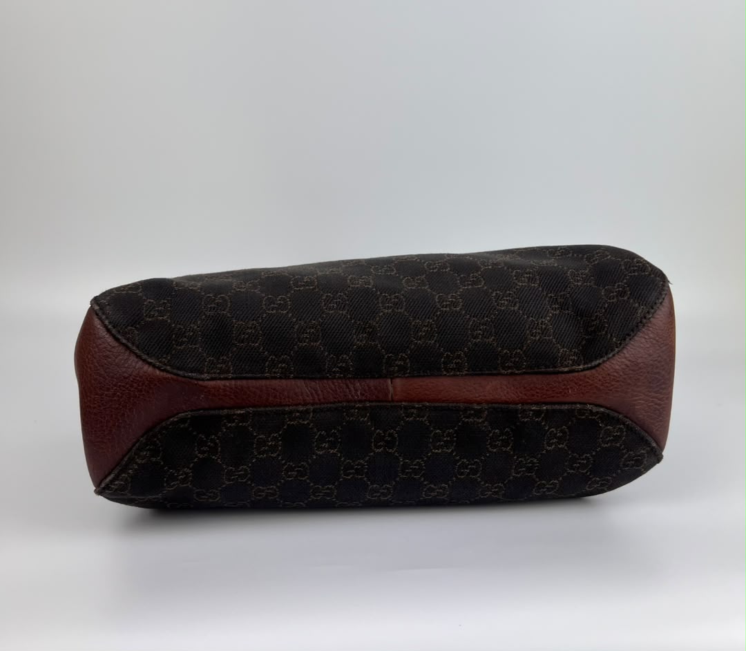 Chocolate GG Canvas Horsebit Shoulder Bag (Tom Ford Era)