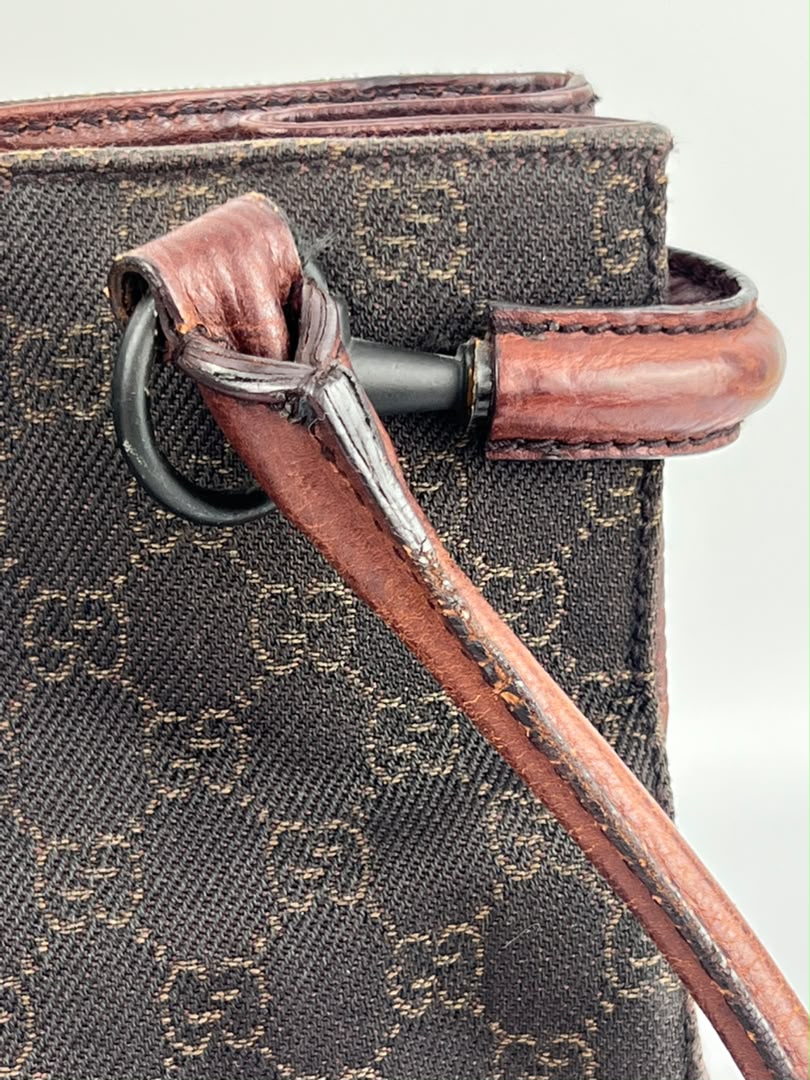 Chocolate GG Canvas Horsebit Shoulder Bag (Tom Ford Era)
