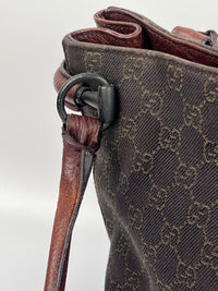 Chocolate GG Canvas Horsebit Shoulder Bag (Tom Ford Era)