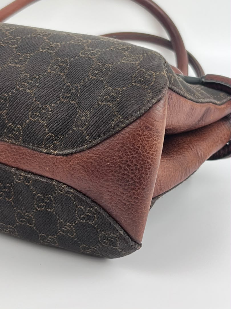 Chocolate GG Canvas Horsebit Shoulder Bag (Tom Ford Era)